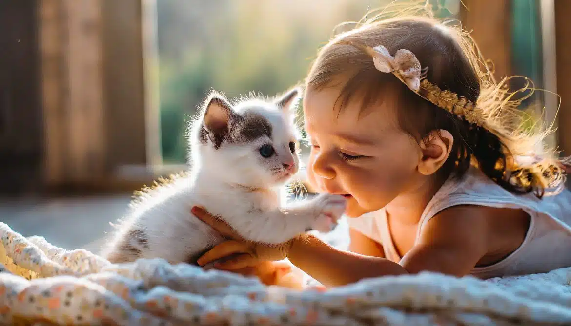 chaton et enfant