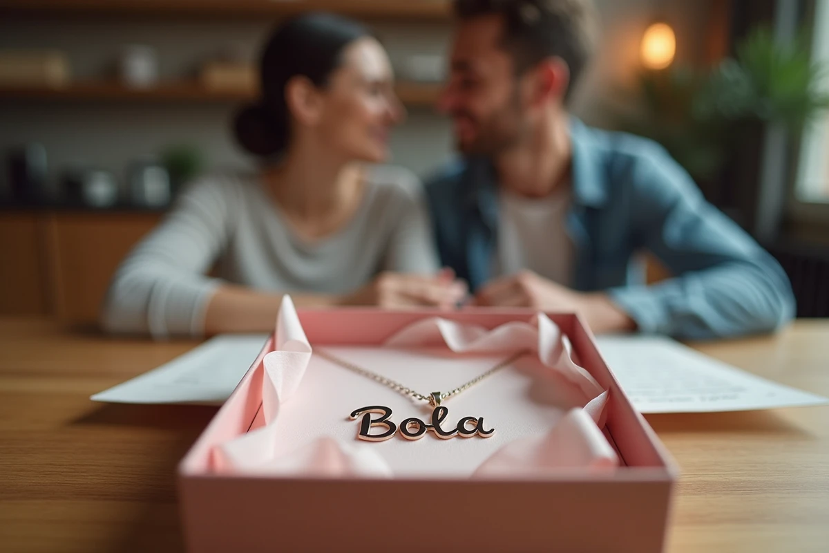 Gros plan sur le collier bola dans une boîte cadeau