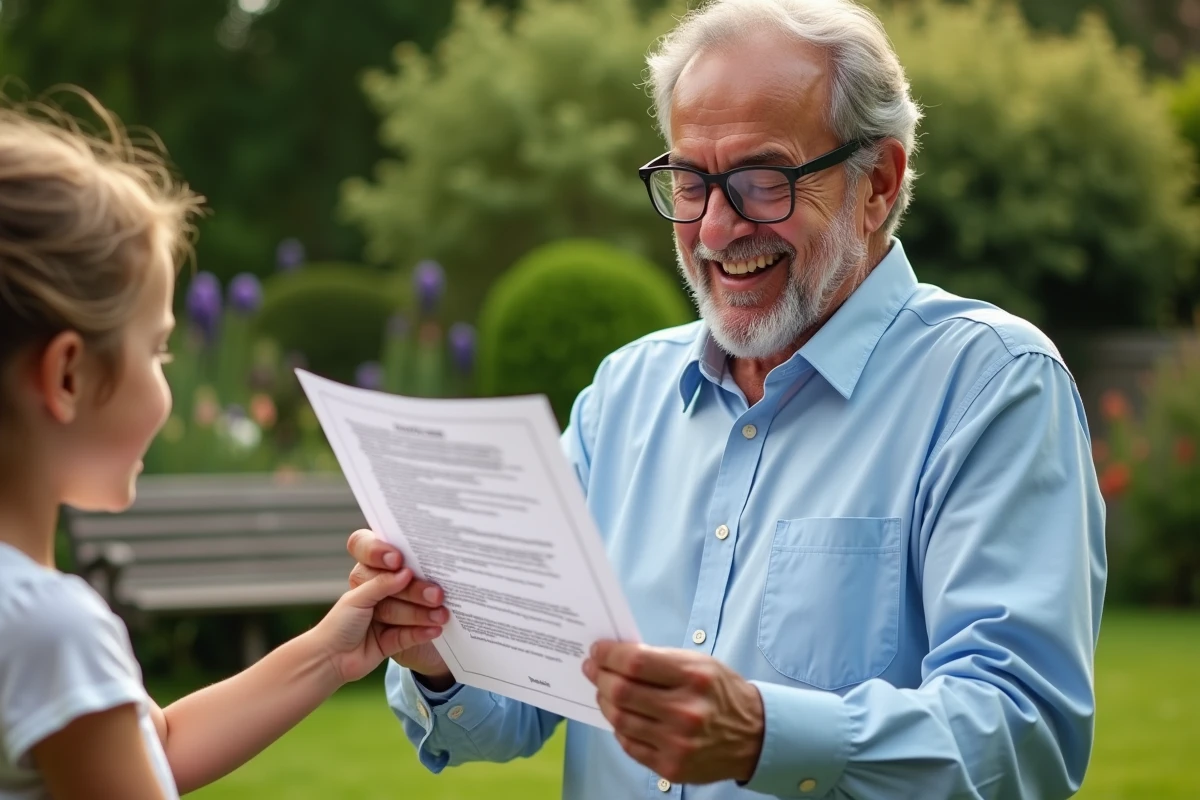 Homme donnant commandements à sa fille dans un jardin