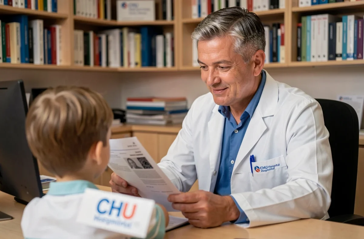 Dr Éric Jeziorski, pédiatre au CHU de Nîmes, en consultation dans son bureau