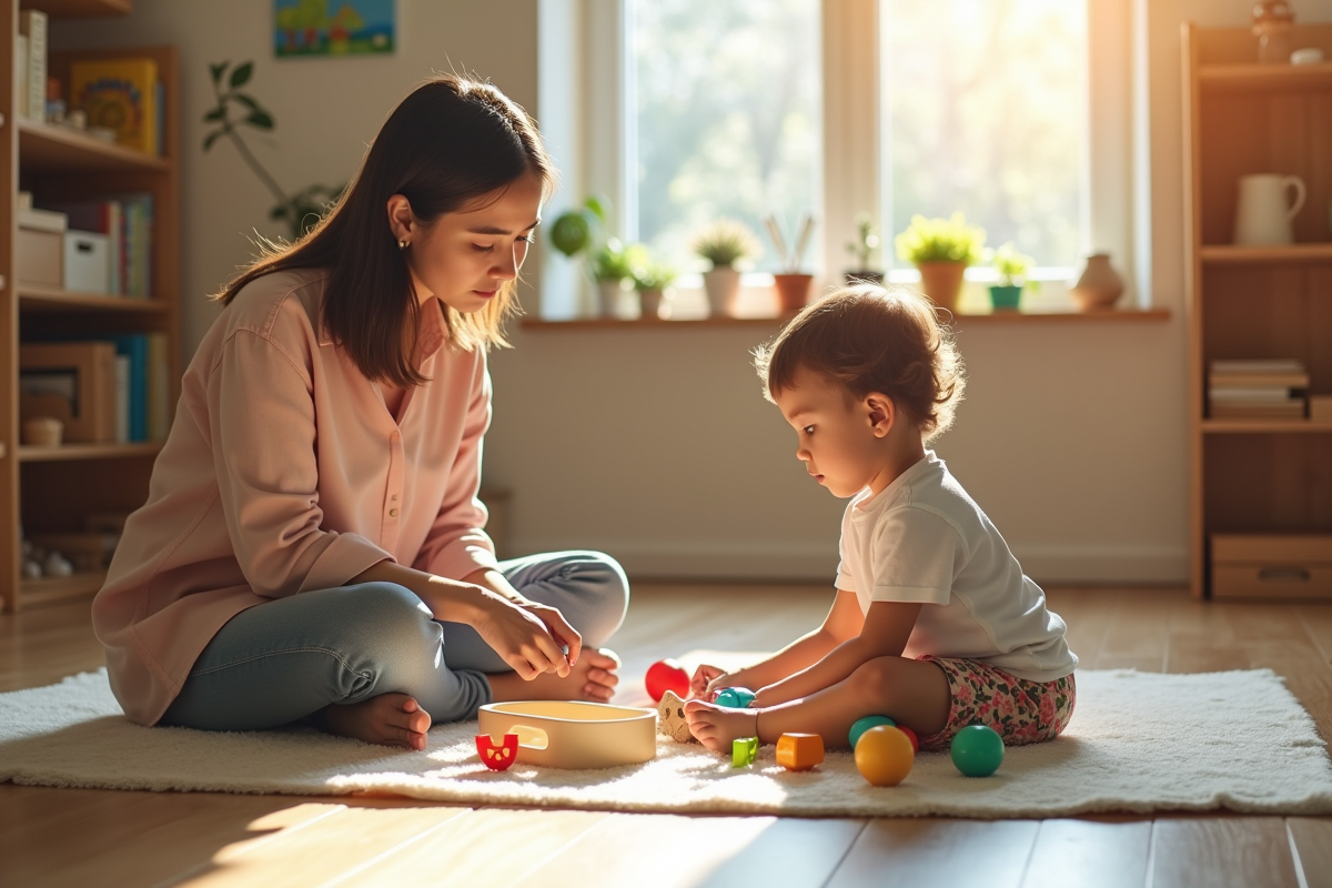 Enfant utilisant des jouets sensoriels sous l