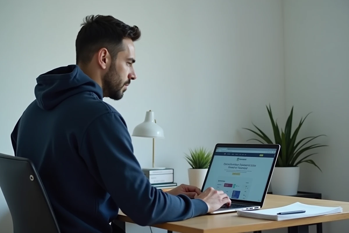 Homme consultant le site gouvernemental pour les dates de versement du RSA et des aides sociales